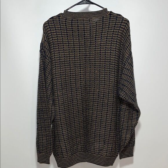 Van Heusen Black and Brown Crewneck Sweater Textured Knit - Picture 6 of 8